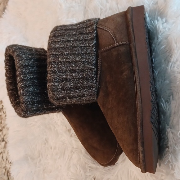 Lamo Boots Womens Ankle Brown Suede Fur Lining Sparkled Sweater Cuff Top SZ 8 - Picture 6 of 16